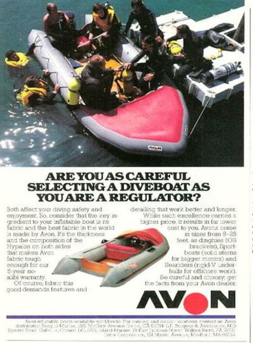 1980 avon boat print scuba - ad,